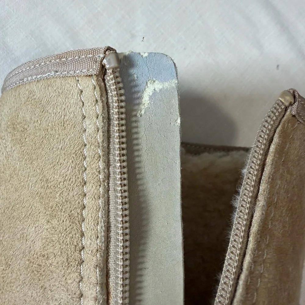Lands' End #94434 Tan Suede Winter Boots Fleece Lined, Size 7.